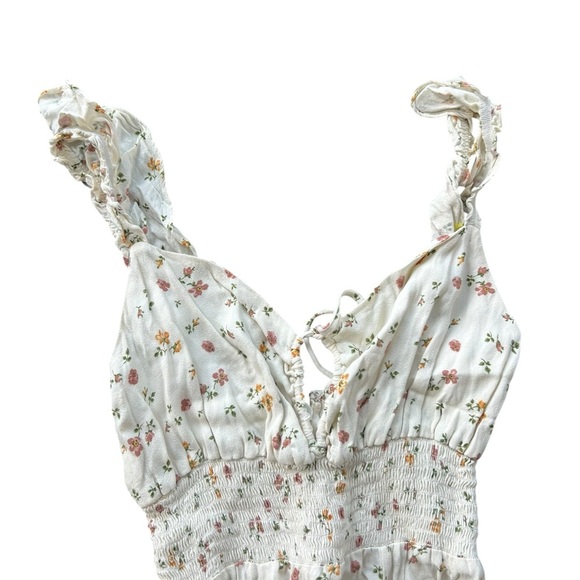 Reformation Bellagio Dress Floral Keyhole Dress Size 4 Cream Orange - Picture 9 of 10